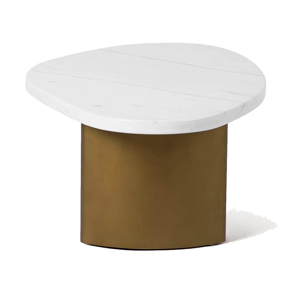 Solstice White Marble Coffee Table - Small Antique Gold