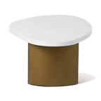 Solstice White Marble Coffee Table - Small Antique Gold