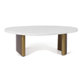 Solstice White Marble Coffee Table - Small Antique Gold