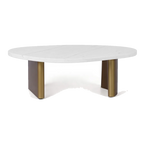 Solstice White Marble Coffee Table - Small Antique Gold