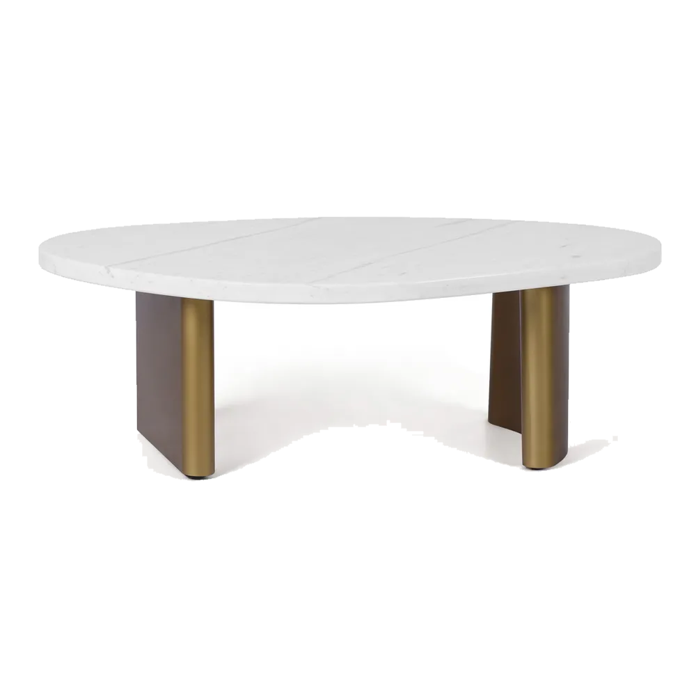 Solstice White Marble Coffee Table - Small Antique Gold