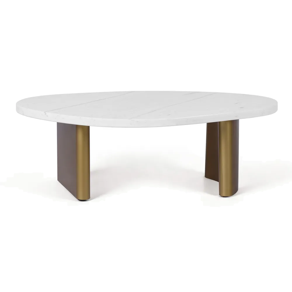 Sterling White Marble Coffee Table - Small Antique Gold