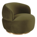 Tubby Swivel Arm Chair - Olive Velvet