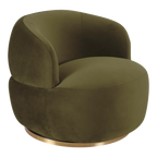 Tubby Swivel Arm Chair - Olive Velvet