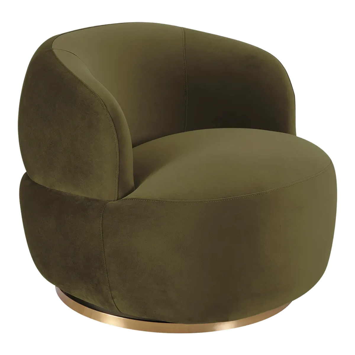 Tubby Swivel Arm Chair - Olive Velvet
