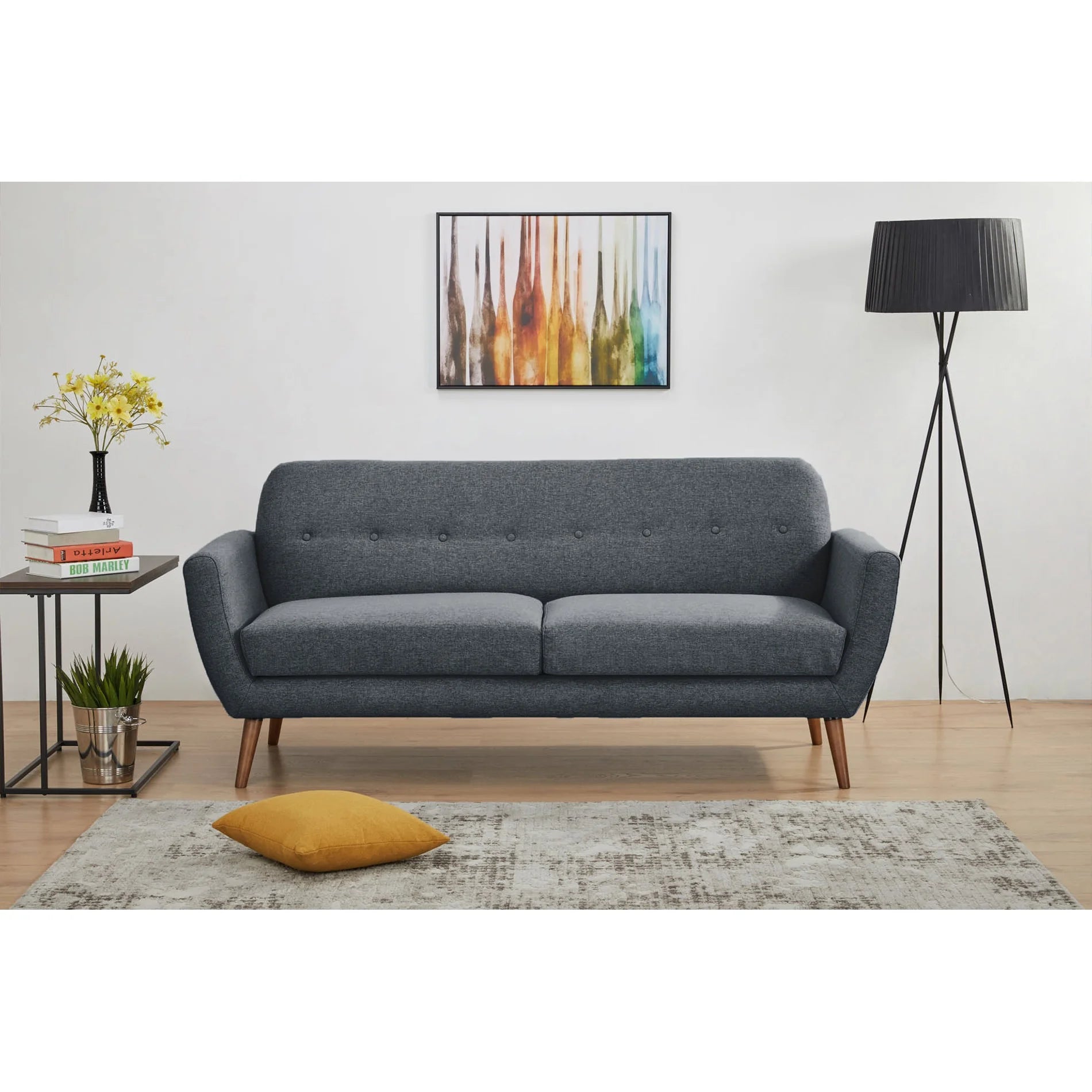 Flevia Fabric Sofa, 3 Seater, Dark Grey