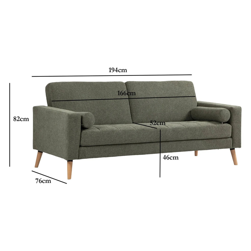 Wyatt Fabric Sofa, 3 Seater, Olive