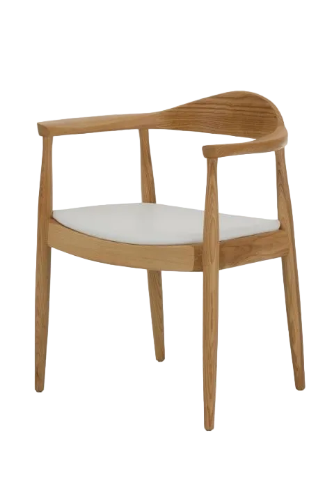 Hans Wegner Round Chair - Natural Ash White Cushion