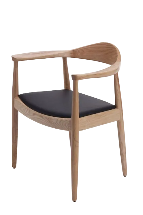 Hans Wegner Round Chair - Natural Ash Black Cushion