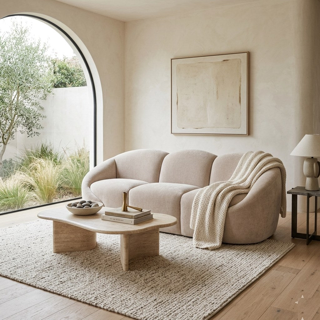 Amalfi Formes Curved 3 Seater Sofa Taupe