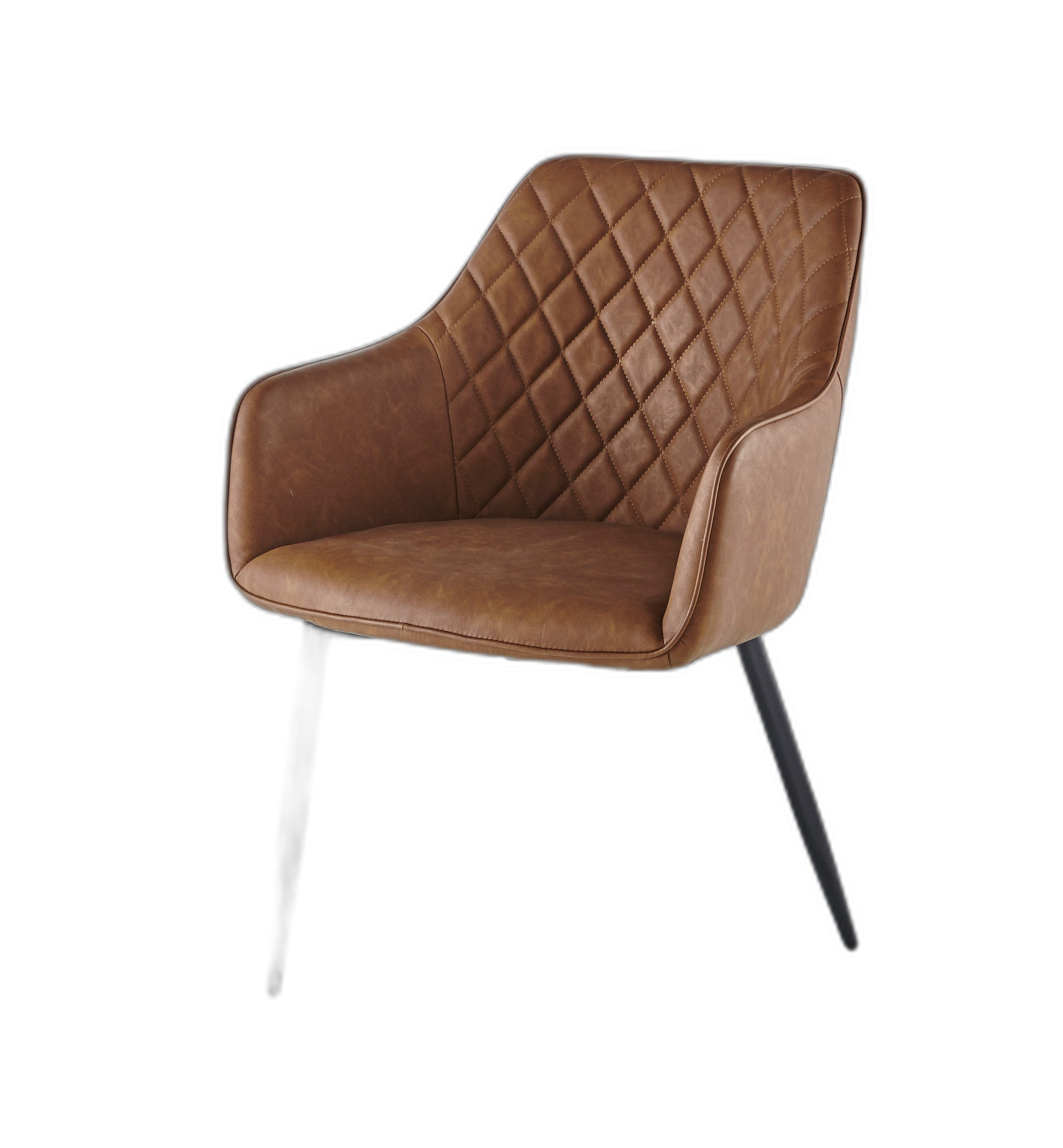 Arco PU Leather Dining Chair with Metal Legs - Cream