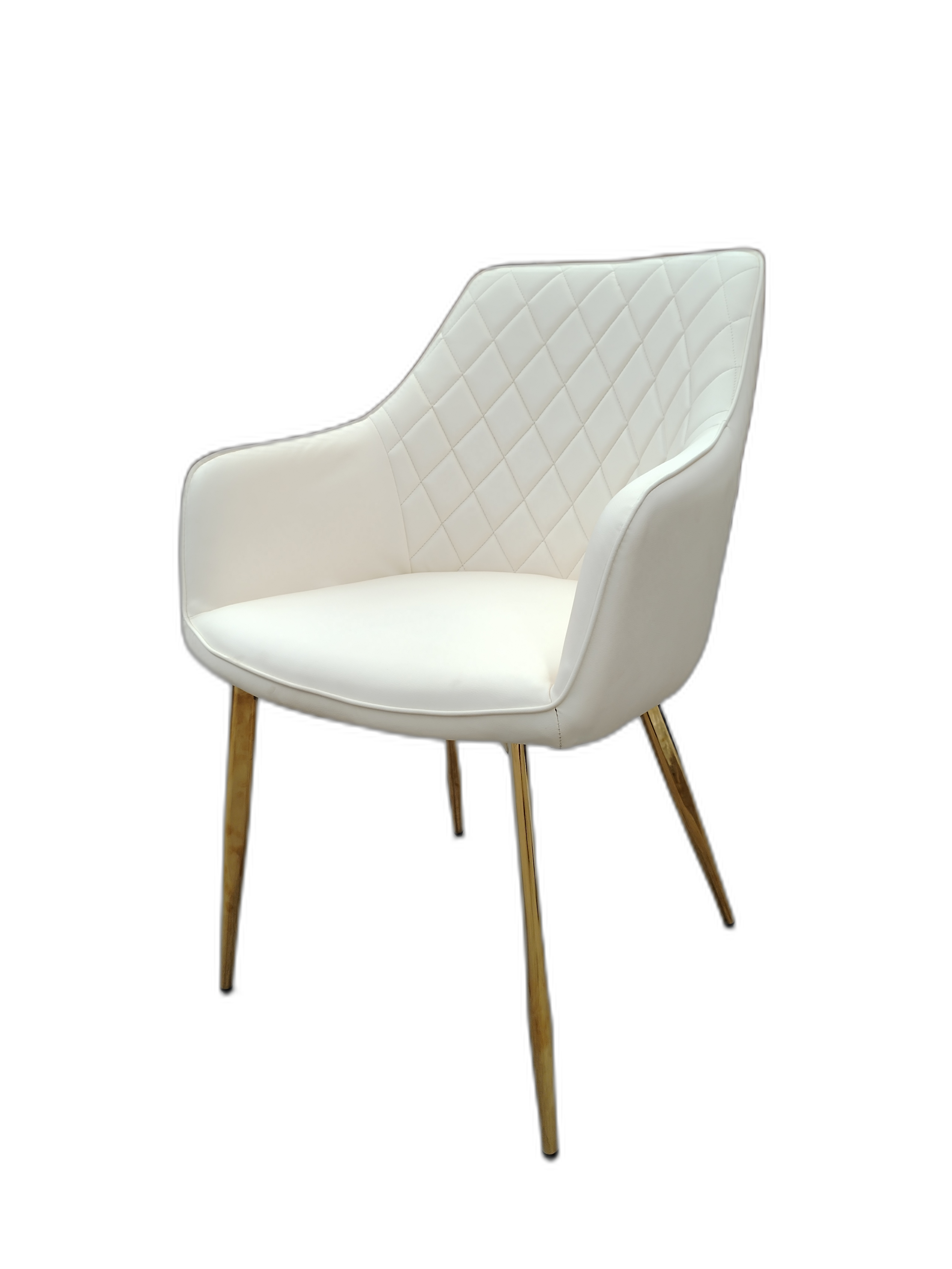 Arco PU Leather Dining Chair with Metal Legs - Cream