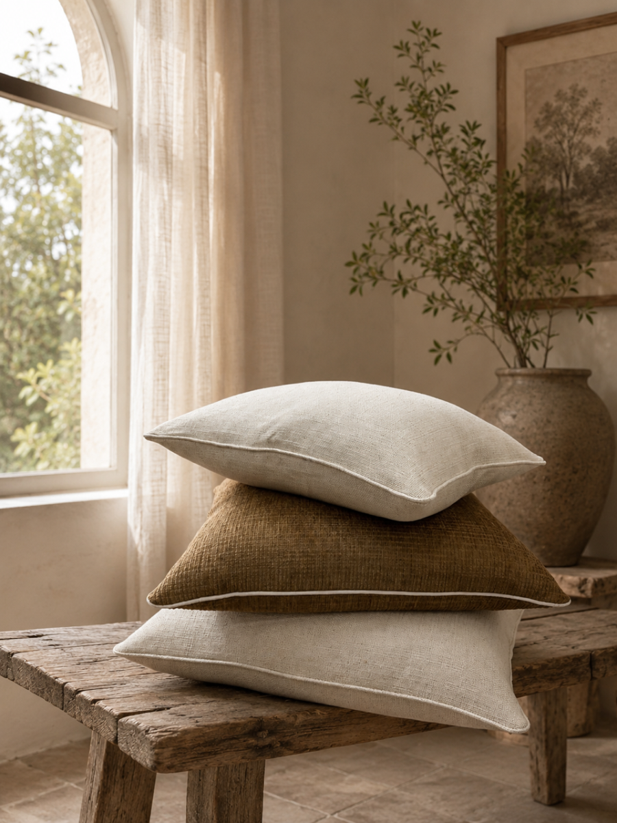 Forest Green Woven Cushion Feather Insert