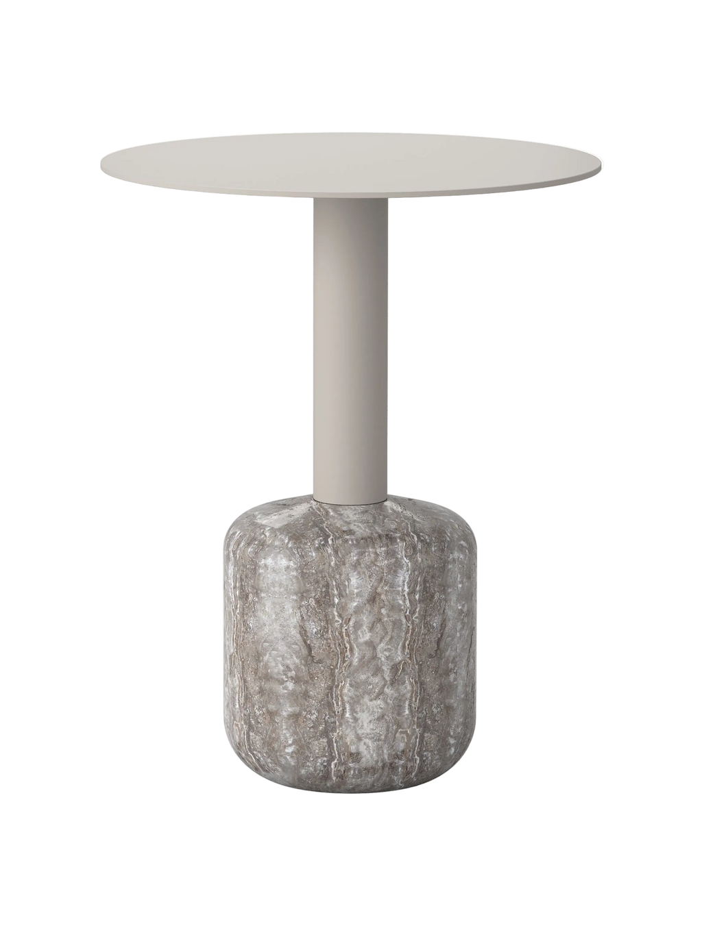 Marseille Lamp Table - Silver Travertine & Taupe Powder Coat