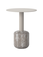 Marseille Lamp Table - Silver Travertine & Taupe Powder Coat