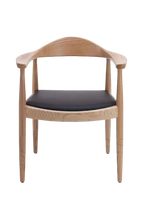 Hans Wegner Round Chair - Natural Ash Black Cushion