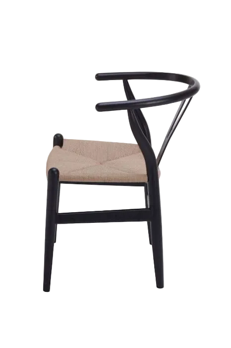 Hans Wegner Wishbone Chair - Black Natural Cord
