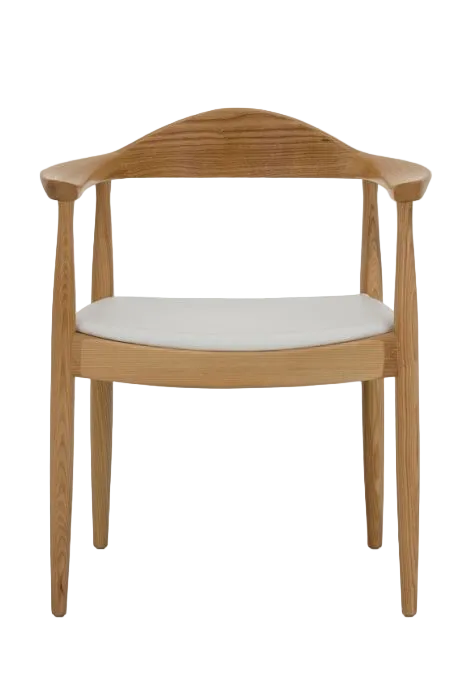 Hans Wegner Round Chair - Natural Ash White Cushion