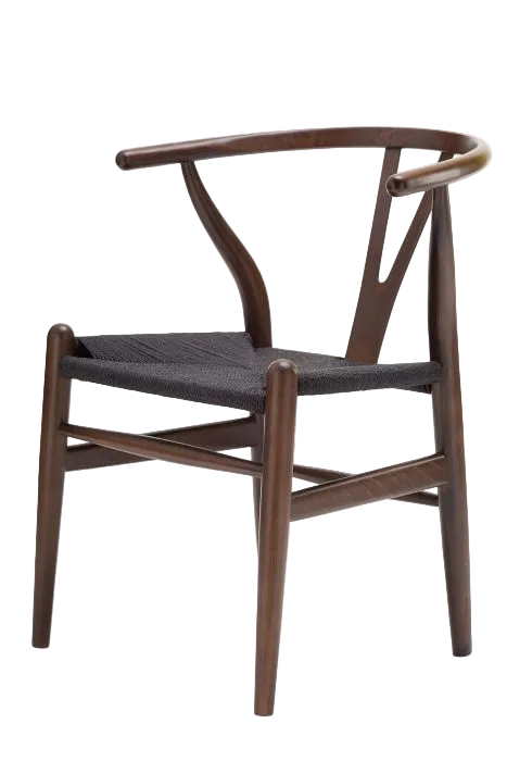 Hans Wegner Wishbone Chair - Dark Walnut Black Cord
