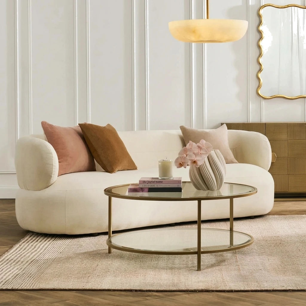 Cocktail Glass Round Coffee Table - Antique Gold