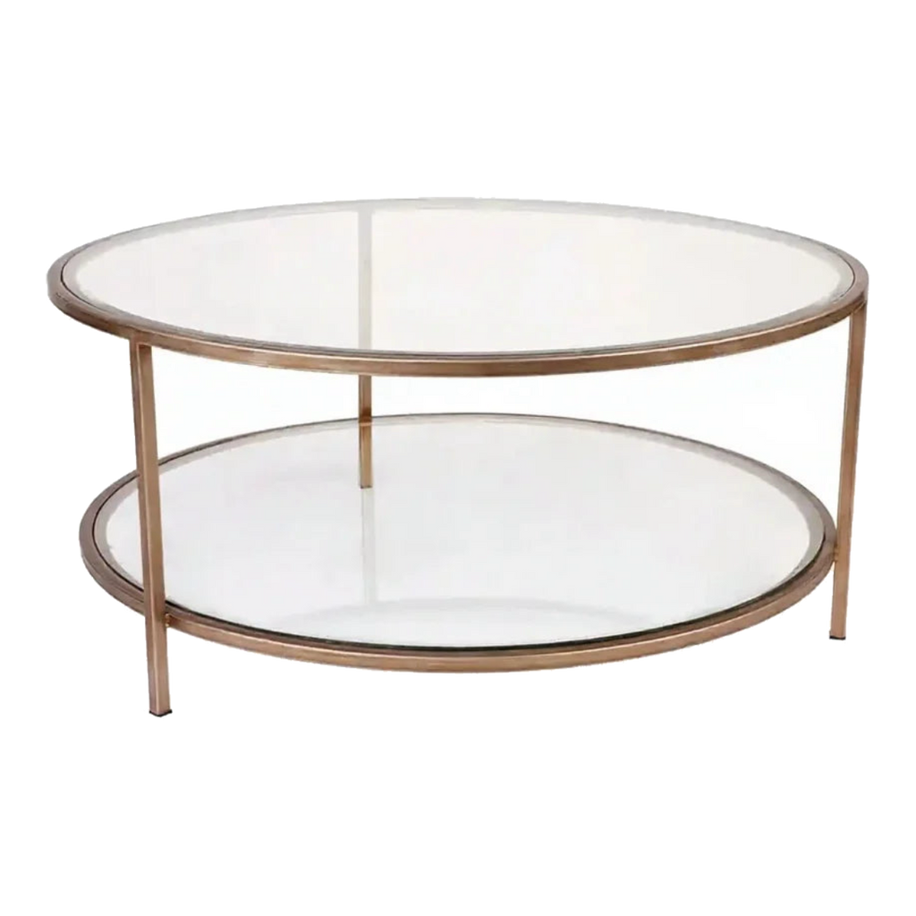 Cocktail Glass Round Coffee Table - Antique Gold