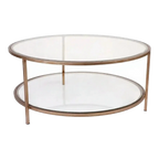 Cocktail Glass Round Coffee Table - Antique Gold