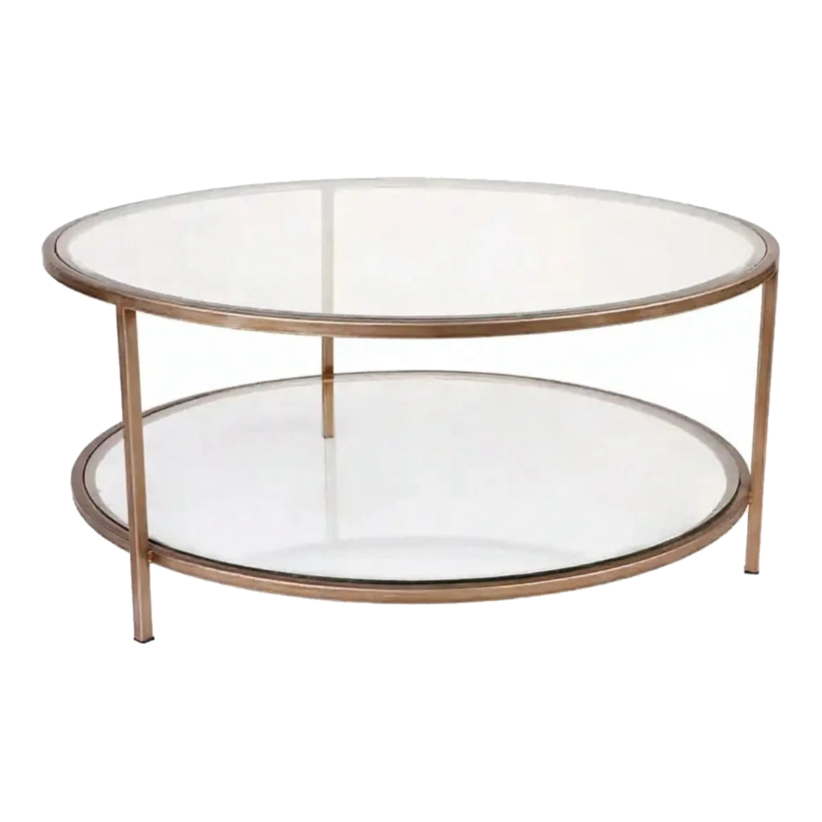 Cocktail Glass Round Coffee Table - Antique Gold