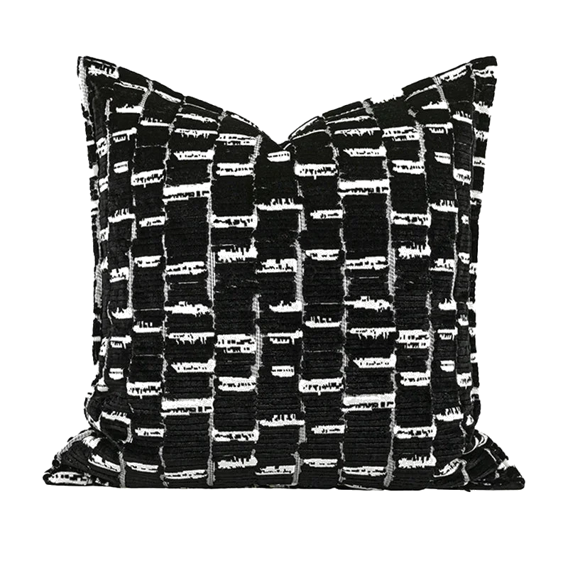 Como Textured Jacquard Cushion - Black & White