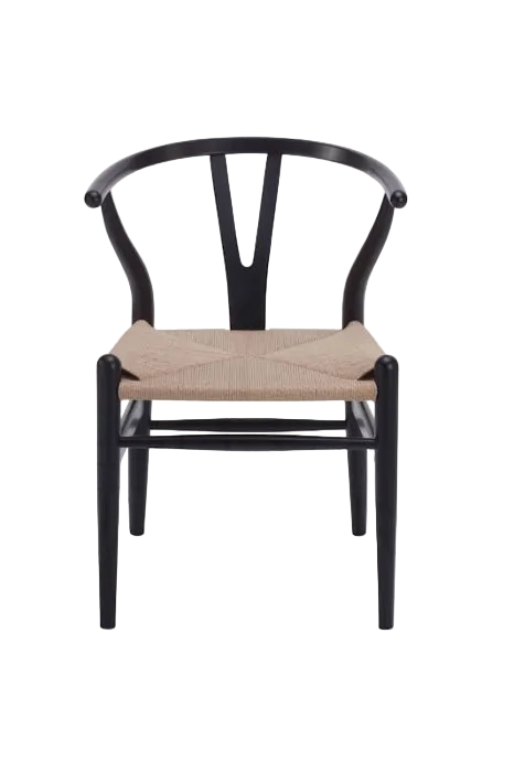 Hans Wegner Wishbone Chair - Black Natural Cord