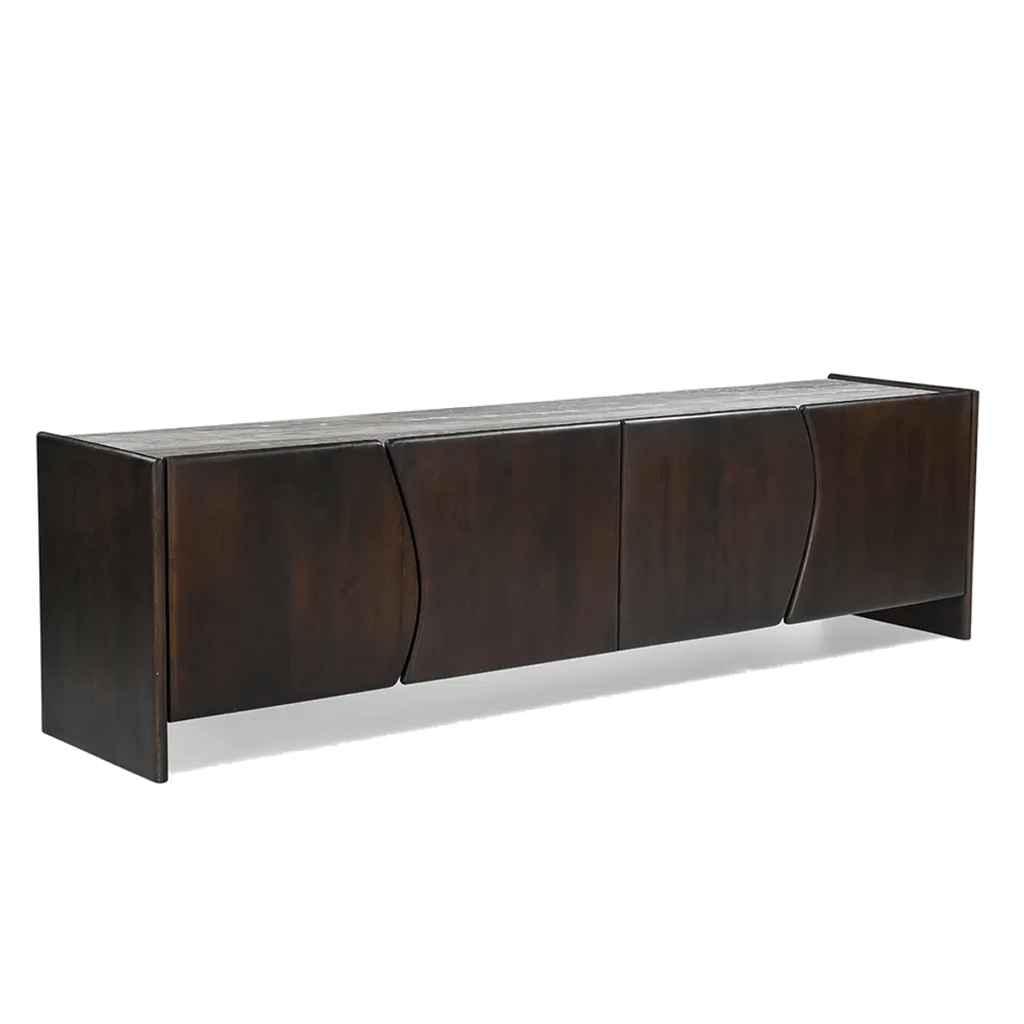 Edwin River Brown Marble Entertainment Unit - Dark Walnut