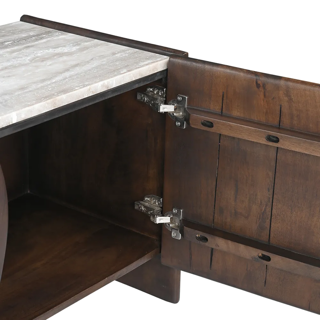 Edwin River Brown Marble Entertainment Unit - Dark Walnut
