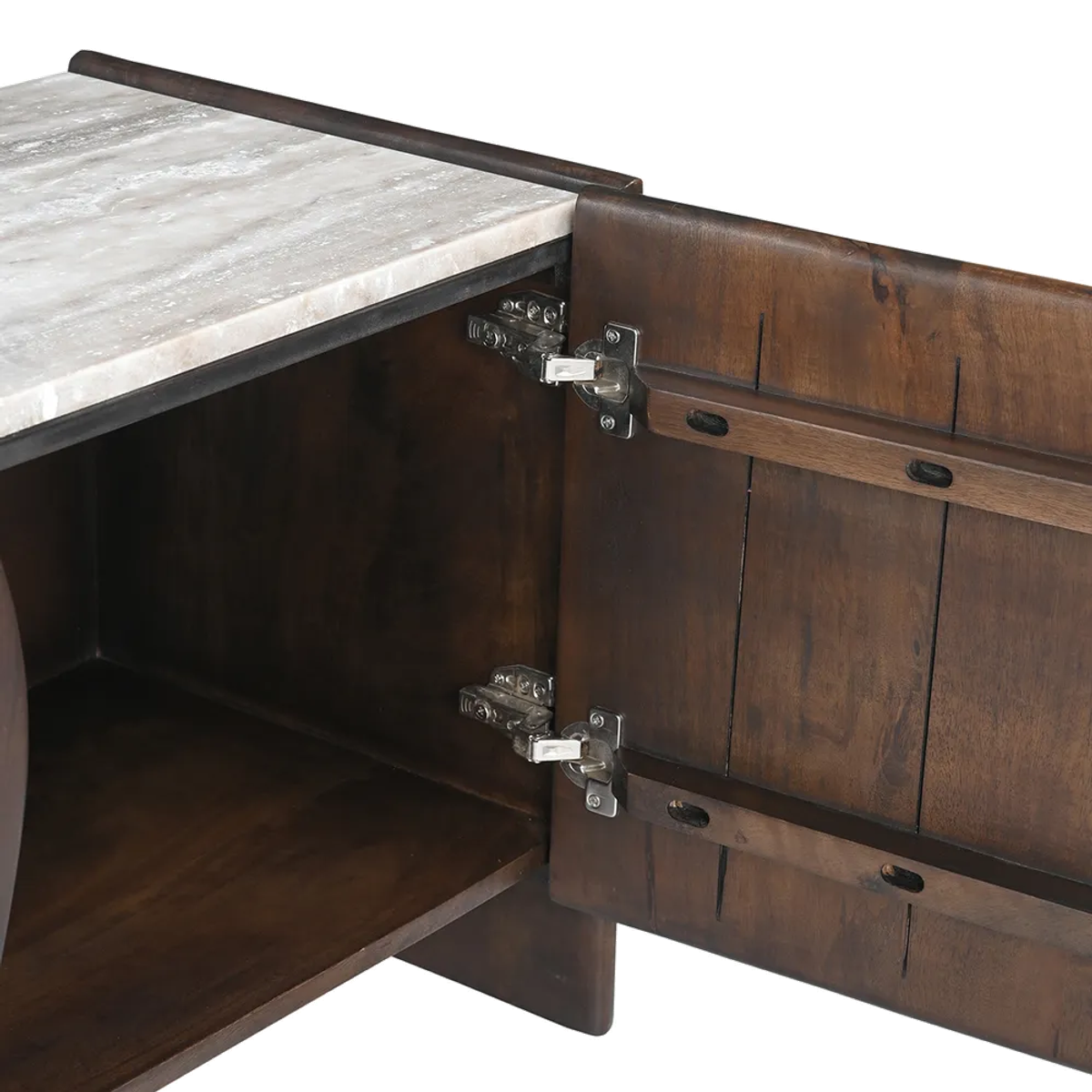 Edwin River Brown Marble Entertainment Unit - Dark Walnut