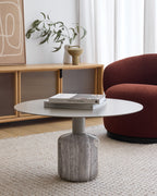 Marseille Coffee Table - Silver Travertine & Taupe Powder Coat