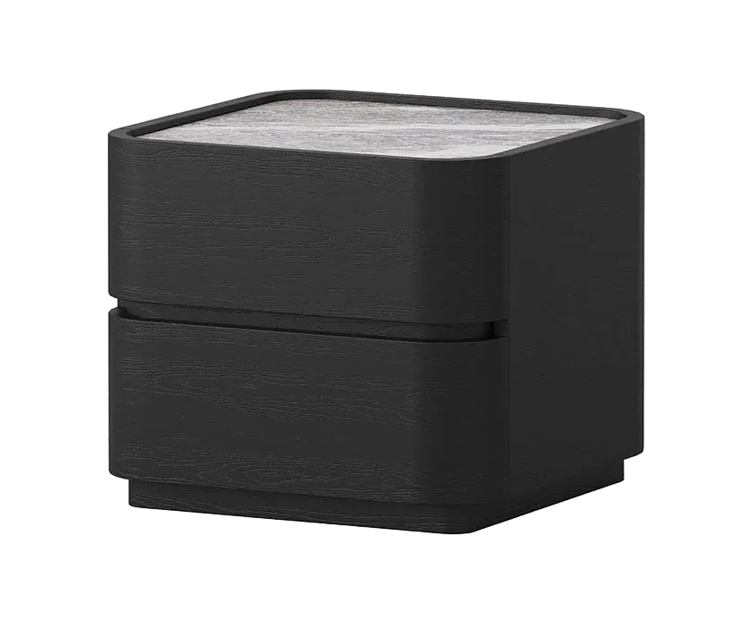 Leonard Lamp Table - Oak Black Marble