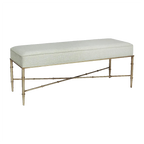 Hacienda Antique Gold Iron Bench Ottoman - Speckle Ecru