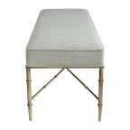 Hacienda Antique Gold Iron Bench Ottoman - Speckle Ecru