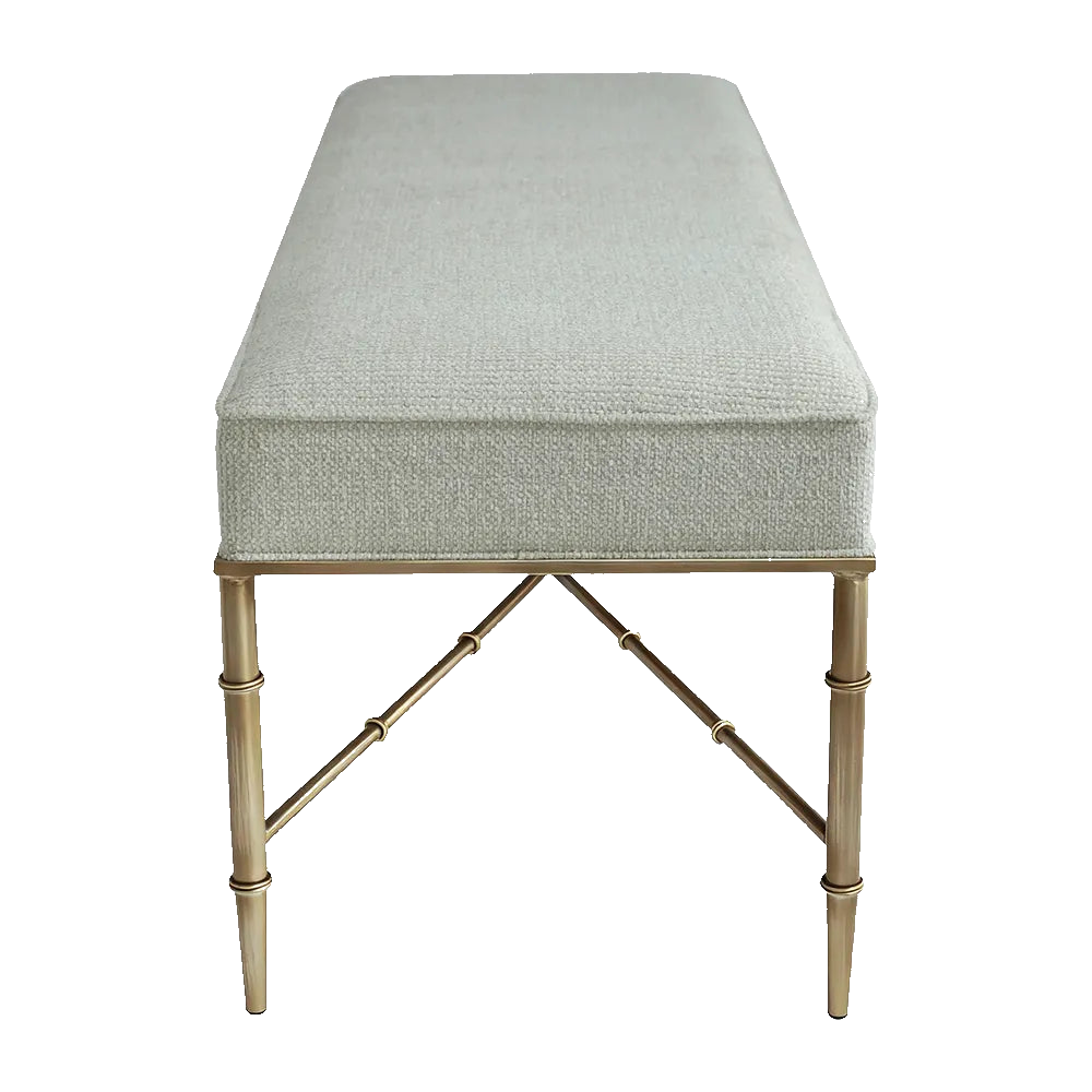 Hacienda Antique Gold Iron Bench Ottoman - Speckle Ecru