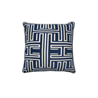 Navy Geometric Chenille Jacquard Cushion Feather Insert