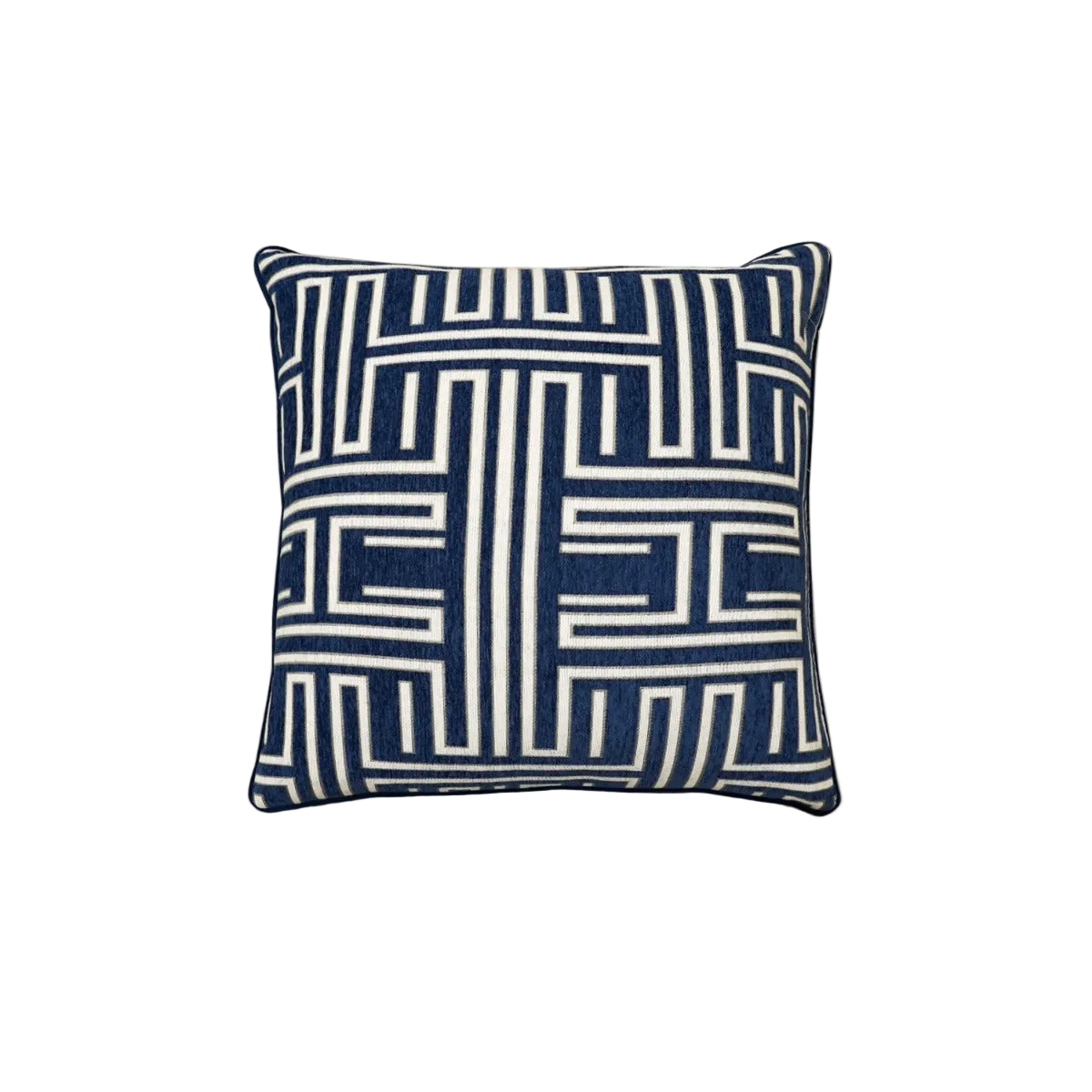 Navy Geometric Chenille Jacquard Cushion Feather Insert