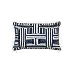 Navy Geometric Chenille Jacquard Cushion Feather Insert