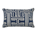 Navy Geometric Chenille Jacquard Cushion Feather Insert