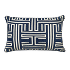 Navy Geometric Chenille Jacquard Cushion Feather Insert