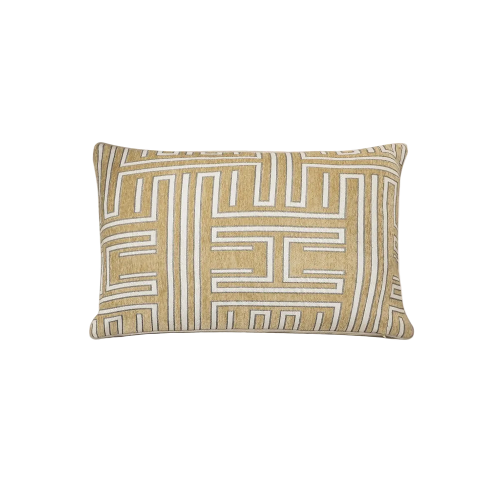 Mustard Geometric Chenille Jacquard Cushion Feather Insert