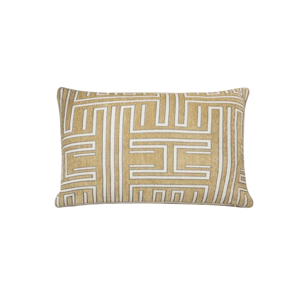 Mustard Geometric Chenille Jacquard Cushion Feather Insert