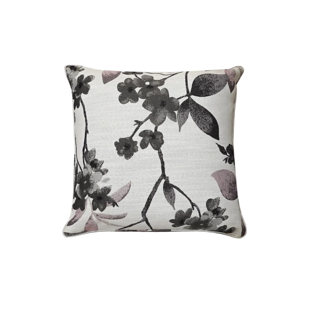 Mauve Floral Chenille Jacquard Cushion Feather Insert