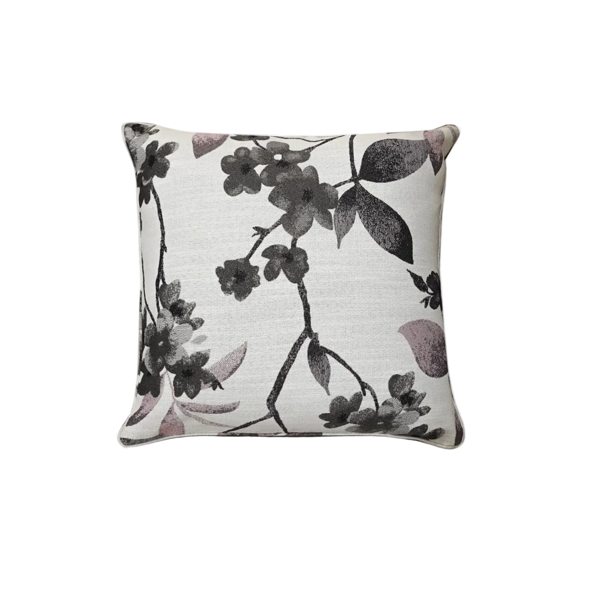 Mauve Floral Chenille Jacquard Cushion Feather Insert