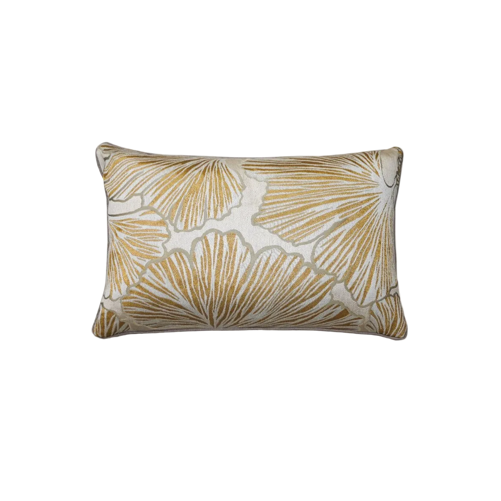 Gold Ginkgo Chenille Jacquard Cushion Feather Insert
