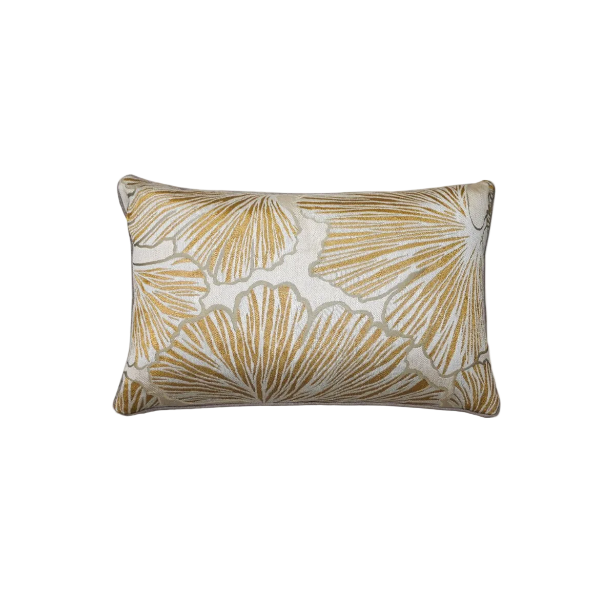 Gold Ginkgo Chenille Jacquard Cushion Feather Insert
