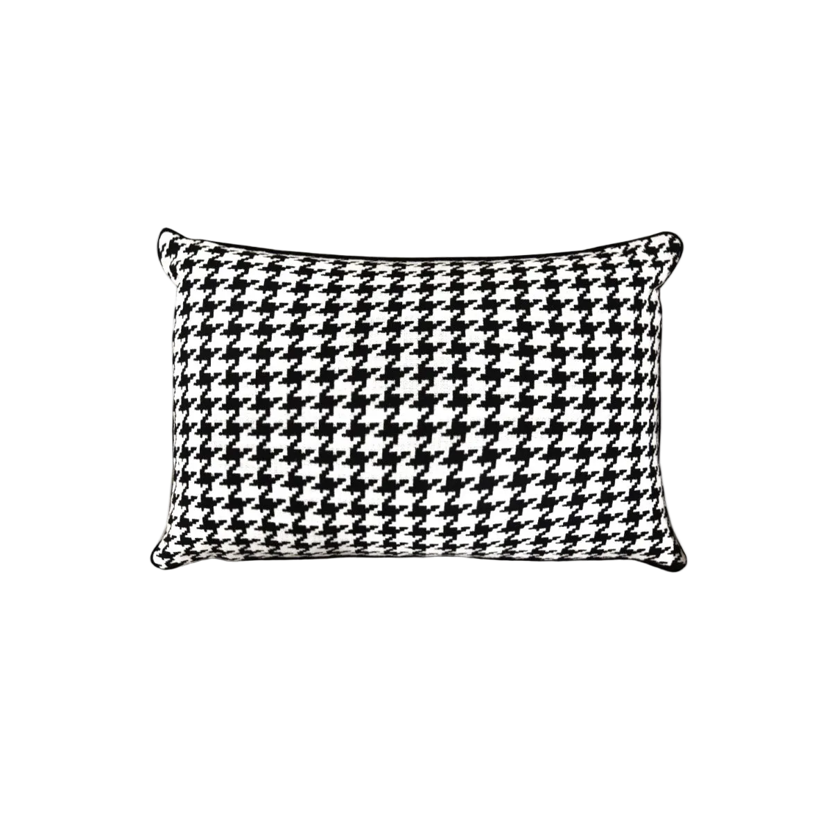 Black White Houndstooth Chenille Jacquard Cushion Feather Insert