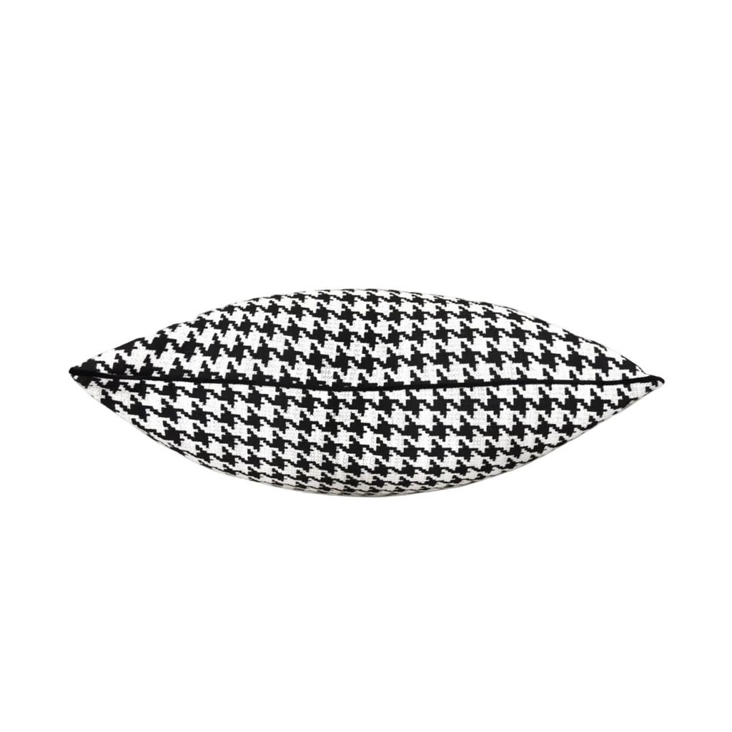 Black White Houndstooth Chenille Jacquard Cushion Feather Insert